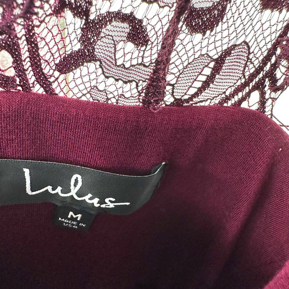 Lulus size Medium purple swing dress lined halter like neckline lace zip up rear - Picture 5 of 6